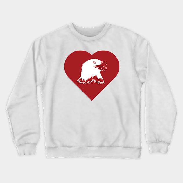 Eagle Mascot Cares Red Crewneck Sweatshirt by College Mascot Designs